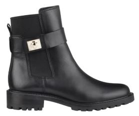 Botin Gillio de piel negro de piso con elástico