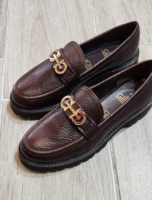 Mocasín de piel Gillio Choco