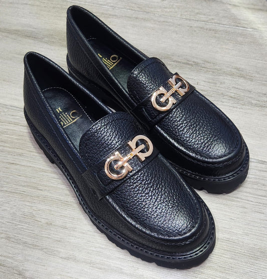 Mocasín de piel Gillio Negro