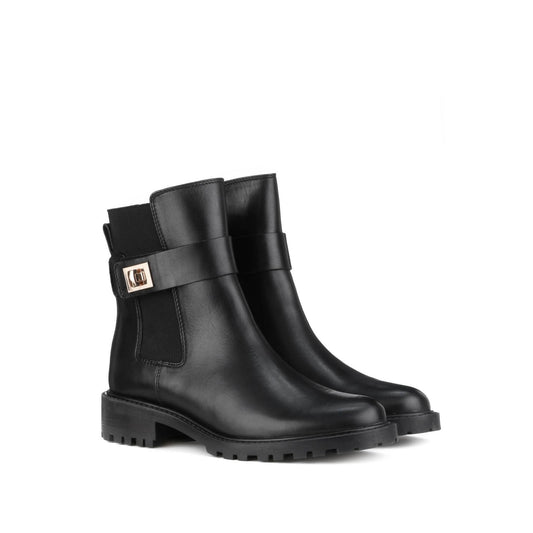 Botin Gillio de piel negro de piso con elástico